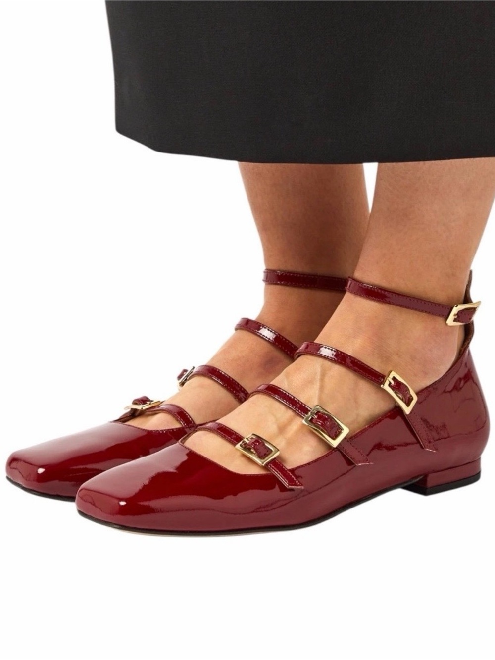ALOHAS Luke Leather Ballet Ballerina Flats Wine Burgundy Size 38 US 7-7.5